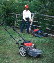 Photo with lawn mower and gas trimmer